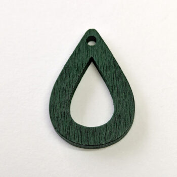 Green Hollow Teardrop Wood Pendant