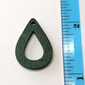 Green Hollow Teardrop Wood Pendant - Image 2