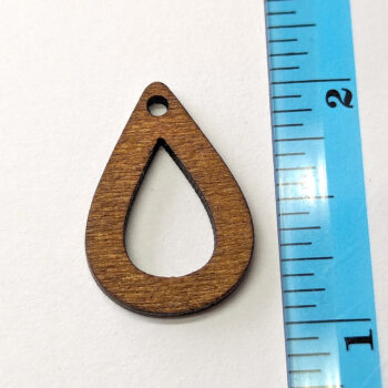 Brown Hollow Teardrop Wood Pendant - Image 2