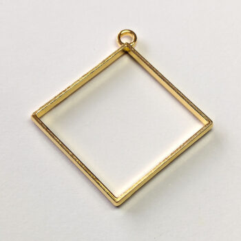 Geometric Square Diamond Hollow Rectangle Pendant Gold