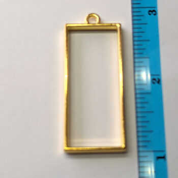 Geometric Hollow Long Rectangle Pendant Gold - Image 2