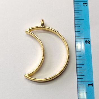 Geometric Hollow Moon Pendant Gold - Image 2