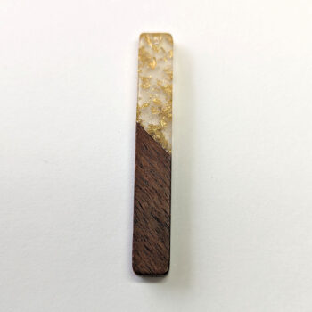 Long Bar Stick Clear Resin Gold Flecks Wood Resin Pendant