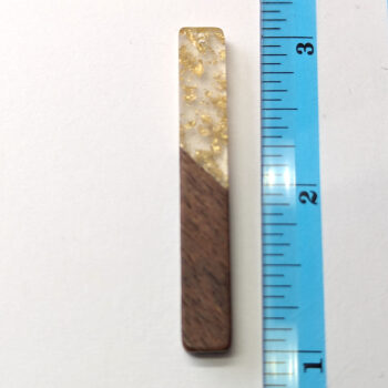 Long Bar Stick Clear Resin Gold Flecks Wood Resin Pendant - Image 2