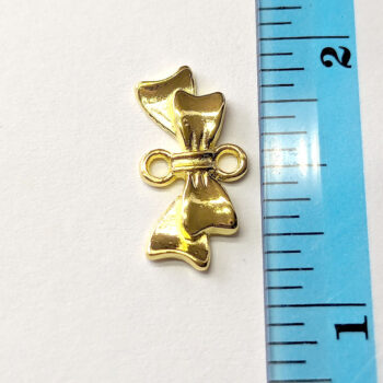 Small Bow Charm / Connector Antique Gold - Image 2