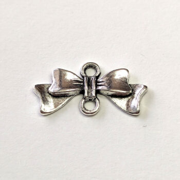 Small Bow Charm / Connector Antique Silver