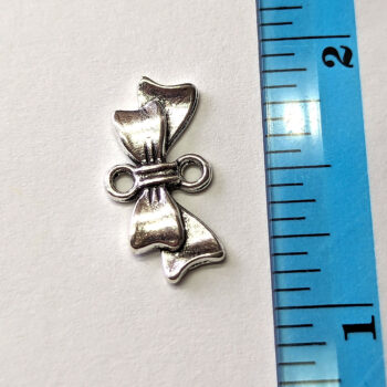 Small Bow Charm / Connector Antique Silver - Image 2