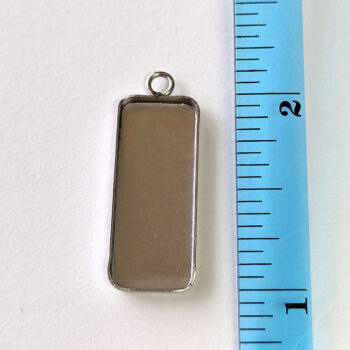 Stainless Steel Pendant Cabochon Setting Bezel Rectangle Silver - Image 2