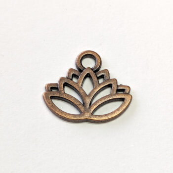 Hollow Lotus Flower Yoga Hoop Charm Antique Copper