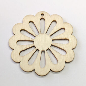 Large Hollow Round Flower Natural Wood Pendant