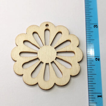 Large Hollow Round Flower Natural Wood Pendant - Image 2