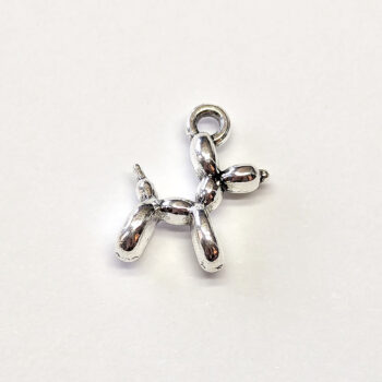 Small Cute Balloon Dog Charm Pendant Silver