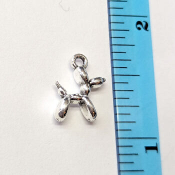 Small Cute Balloon Dog Charm Pendant Silver - Image 2