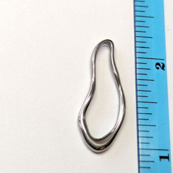 Medium Stainless Steel Irregular Oval Pendant / Connector Silver - Image 2