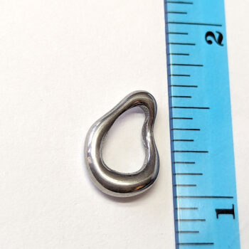 Small Stainless Steel Irregular Oval Pendant / Connector Silver - Image 2