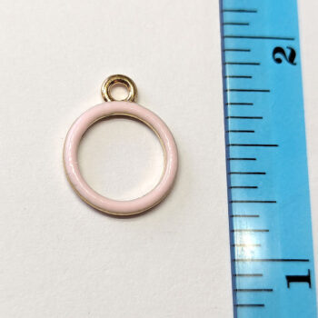 Hollow Pink Hoop Enamel Charm Gold - Image 4