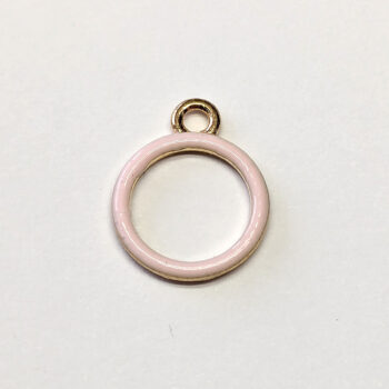 Hollow Pink Hoop Enamel Charm Gold - Image 3