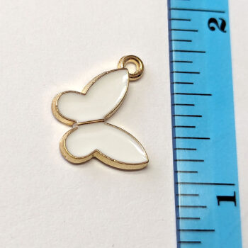 Angle White Butterfly Enamel Charm Gold - Image 2