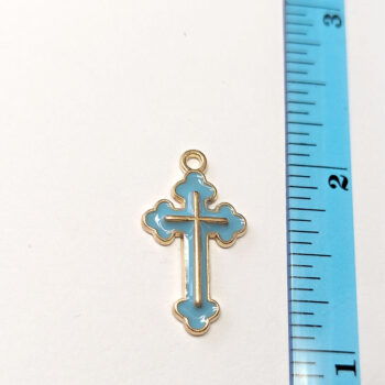 Decorative Blue Cross Enamel Charm Gold - Image 3