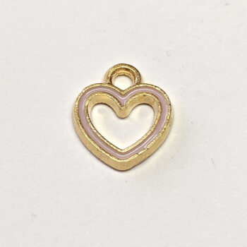 Beige Hollow Heart Enamel Charm Gold - Image 4