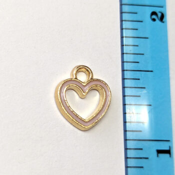 Beige Hollow Heart Enamel Charm Gold - Image 3