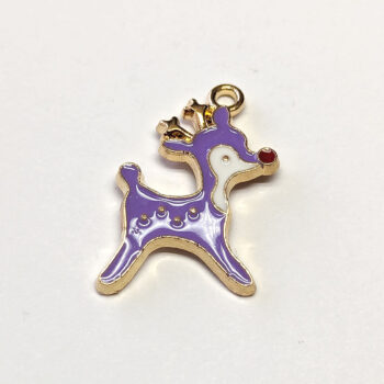 Purple White Deer Reindeer Animal Charm Gold - Image 4