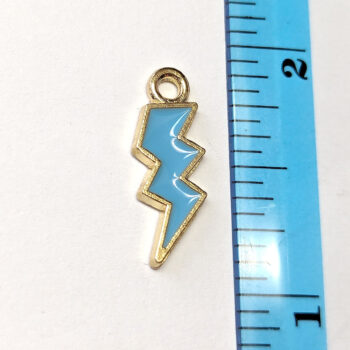 Blue Lighting Bolt Enamel Charm Gold - Image 5