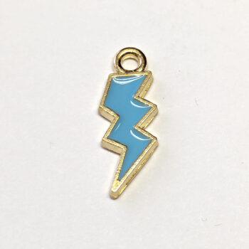 Blue Lighting Bolt Enamel Charm Gold