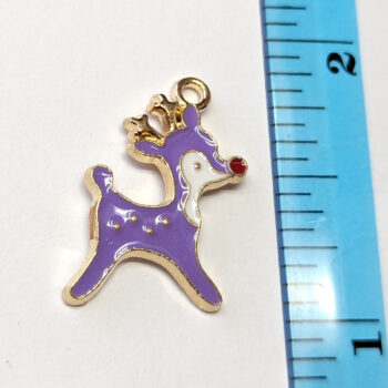 Purple White Deer Reindeer Animal Charm Gold - Image 3