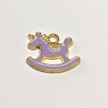 Purple Rocking Horse Enamel Charm Gold