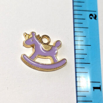 Purple Rocking Horse Enamel Charm Gold - Image 4