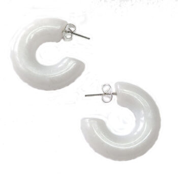 Chunky Modern Round Pearlescent Hoop Resin Earrings