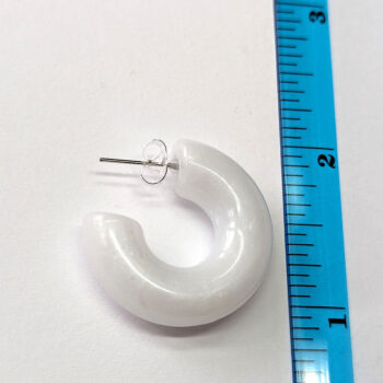 Chunky Modern Round Pearlescent Hoop Resin Earrings - Image 2