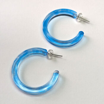 Clear Colored Marble Two Tone Large Hoop Resin Earrings - Image 13