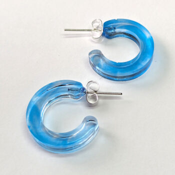 Clear Colored Marble Two Tone Small Hoop Resin Earrings - Image 11