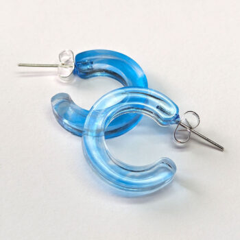 Clear Colored Marble Two Tone Small Hoop Resin Earrings - Image 10