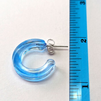 Clear Colored Marble Two Tone Small Hoop Resin Earrings - Image 9