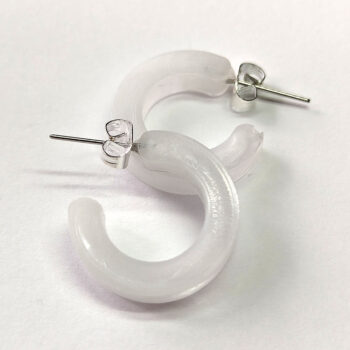 Clear Colored Marble Two Tone Small Hoop Resin Earrings - Image 7