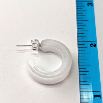 Clear Colored Marble Two Tone Small Hoop Resin Earrings - Image 6