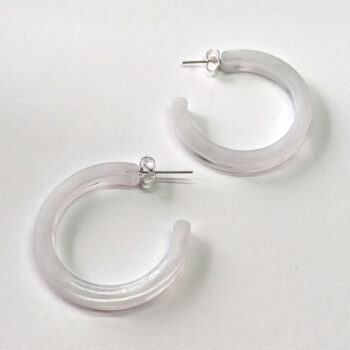 Clear Colored Marble Two Tone Large Hoop Resin Earrings - Image 10