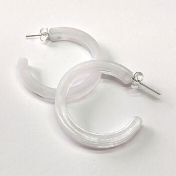 Clear Colored Marble Two Tone Large Hoop Resin Earrings - Image 9