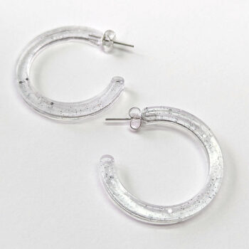 Clear Colored Marble Two Tone Large Hoop Resin Earrings - Image 7