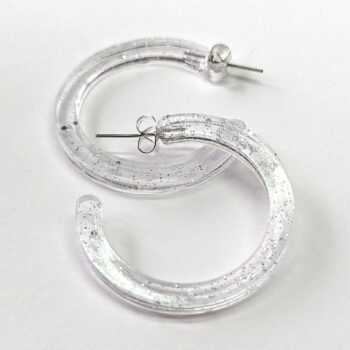 Clear Colored Marble Two Tone Large Hoop Resin Earrings - Image 6