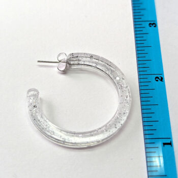 Clear Colored Marble Two Tone Large Hoop Resin Earrings - Image 5