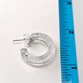 Clear Colored Marble Two Tone Small Hoop Resin Earrings - Image 2