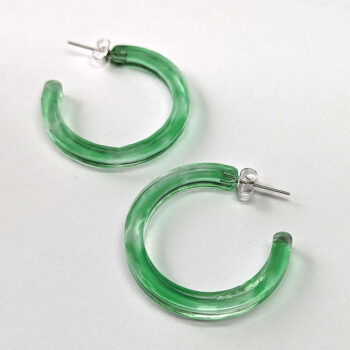 Clear Colored Marble Two Tone Large Hoop Resin Earrings - Image 4