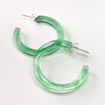 Clear Colored Marble Two Tone Large Hoop Resin Earrings - Image 3