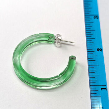 Clear Colored Marble Two Tone Large Hoop Resin Earrings - Image 2