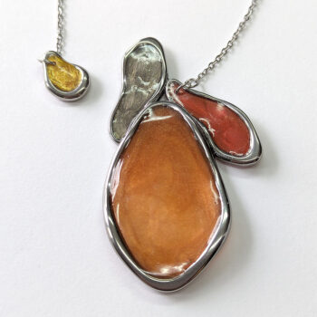 Irregular Magnetic Silver Stainless Steel Gold Brown Copper Resin Necklace - Image 4