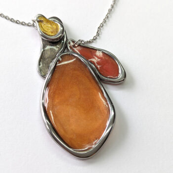 Irregular Magnetic Silver Stainless Steel Gold Brown Copper Resin Necklace - Image 3